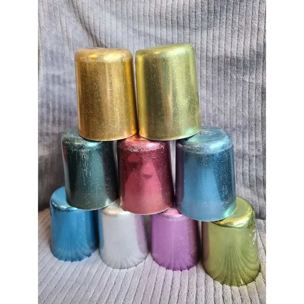 Lot of 9 vintage MCM colorful retro Bascal aluminum metal 3.5